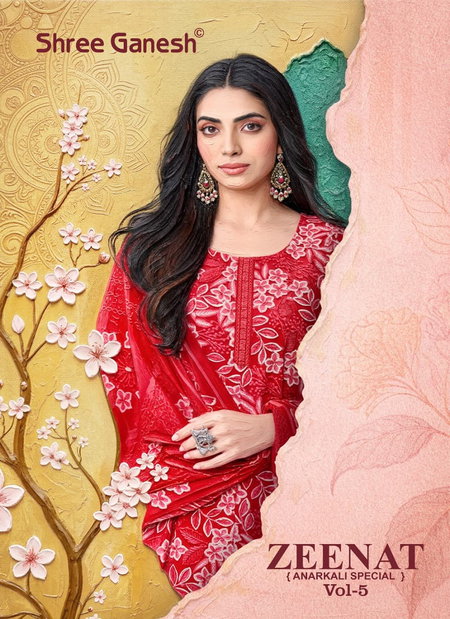 Zeenat Vol 5 By Shree Ganesh Cotton Printed Anarkali Style Kurti With Pant Dupatta Wholesale In Surat